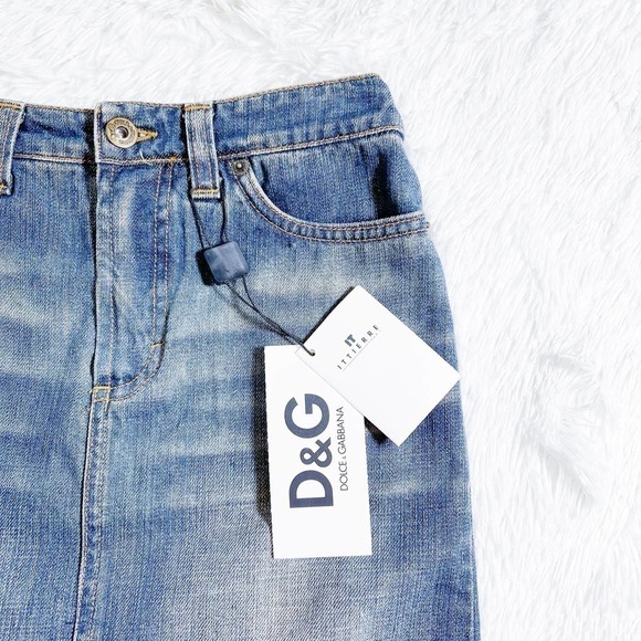 Dolce & Gabbana Ripped Denim Skirt Medium Blue Size 24 - Picture 12 of 13